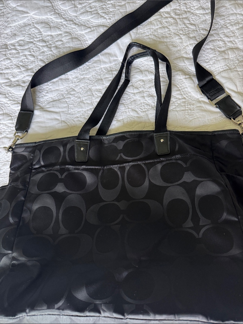 Coach Black Signature Nylon Duffel Bag - Picture 5 of 9